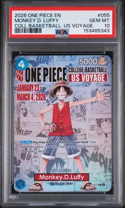 2026 ONE PIECE PROMOS COLLEGE BASKETBALL: US VOYAGE MONKEY D. LUFFY PSA 10 - Image 1