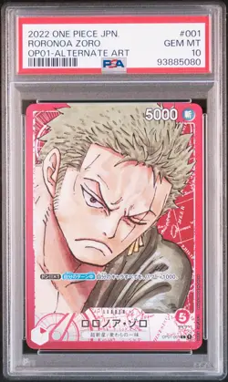 2022 ONE PIECE JPN OP01-ROMANCE DAWN ALTERNATE ART #001 RORONOA ZORO PSA 10 - Image 1