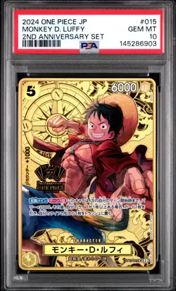 2024 ONE PIECE JAPANESE 2ND ANNIVERSARY SET #015 MONKEY D. LUFFY PSA 10 - Image 1