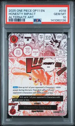 2025 ONE PIECE OP11-A FIST OF DIVINE SPEED ALTERNATE ART HONESTY IMPACT PSA 10 - Image 1