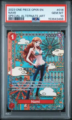2023 ONE PIECE OP05-AWAKENING OF THE NEW ERA SPECIAL ALTERNATE ART NAMI PSA 10 - Image 1