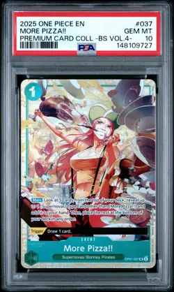 2025 ONE PIECE PREMIUM COLLECTION BEST SELECTION VOL.4 #037 MORE PIZZA!! PSA 10 - Image 1