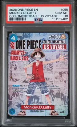 2026 ONE PIECE PROMOS COLLEGE BASKETBALL: US VOYAGE MONKEY D. LUFFY PSA 10 - Image 1