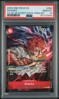 2025 ONE PIECE CHAMP 2025-26 EVENT PACK FINALIST #083 SHANKS PSA 10 - Image 1