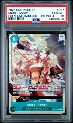 2025 ONE PIECE PREMIUM COLLECTION BEST SELECTION VOL.4 #037 MORE PIZZA!! PSA 10 - Image 1