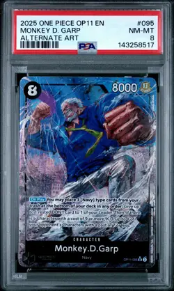 2025 ONE PIECE OP11-A FIST OF DIVINE SPEED ALTERNATE ART MONKEY D. GARP PSA 8 - Image 1