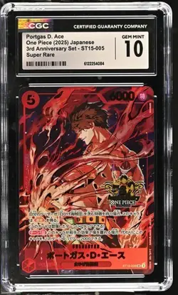 2025 One Piece Portgas D. Ace 3rd Anniversary SR ST15-005 CGC 10 Gem Mint JP - Image 1