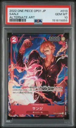 2022 ONE PIECE JPN OP01-ROMANCE DAWN ALTERNATE ART #013 SANJI PSA 10 - Image 1