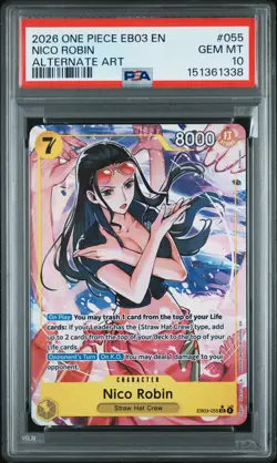 2026 ONE PIECE EB03-ONE PIECE HEROINES EDITION ALT ART #055 NICO ROBIN PSA 10 - Image 1