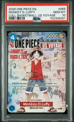 One Piece PSA 10 Monkey D Luffy Promo 2026 P-055 College Basketball English - Image 1