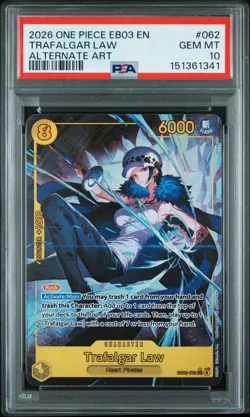 2026 ONE PIECE EB03-ONE PIECE HEROINES EDITION ALT ART TRAFALGAR LAW PSA 10 - Image 1