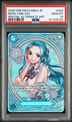 2025 ONE PIECE JAPANESE EB03-SPECIAL ALTERNATE ART #024 NEFELTARI VIVI PSA 10 - Image 1