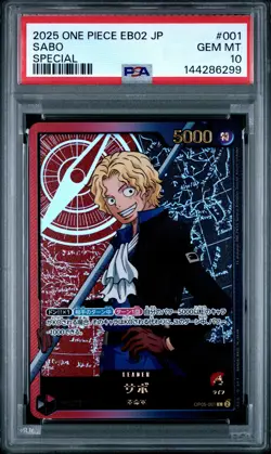 2025 ONE PIECE JAPANESE EB02-ANIME 25TH COLLECTION SPECIAL #001 SABO PSA 10 - Image 1
