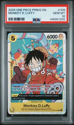 2025 ONE PIECE PRB02-PREMIUM BOOSTER #109 MONKEY D. LUFFY PSA 10 - Image 1