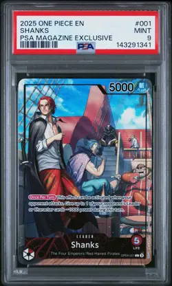 2025 ONE PIECE PROMOS PSA MAGAZINE EXCLUSIVE #001 SHANKS PSA 9 - Image 1