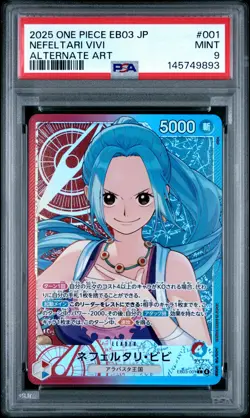 2025 ONE PIECE JPN EB03-HEROINES EDITION ALTERNATE ART #001 NEFELTARI VIVI PSA 9 - Image 1