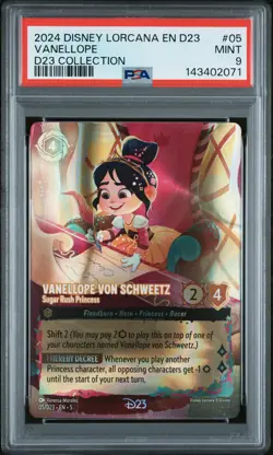 2024 DISNEY LORCANA EN D23 EXPO PROMO COLLECTION VANELLOPE VON SCHWEETZ PSA 9 - Image 1