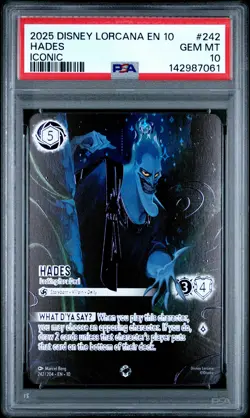 2025 DISNEY LORCANA WHISPERS IN THE WELL ICONIC HADES LOOKING FOR A DEAL PSA 10 - Image 1