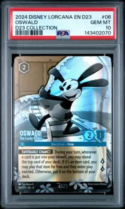 2024 DISNEY LORCANA EN D23-D23 EXPO PROMO #06 OSWALD - THE LUCKY RABBIT PSA 10 - Image 1