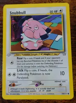 Snubbull 74/111 1st Edition Grey Stamp Error Misprint Neo Genesis Pokemon Card - Image 1