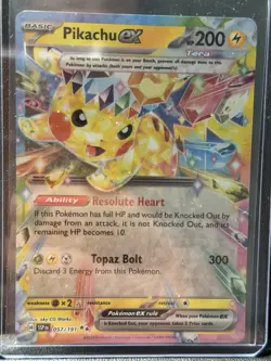 Pokemon - SURGING SPARKS - Pikachu EX #57 Double Rare Tera Holo Card - Image 1