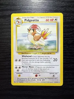 Pidgeotto 22/102 Rare 1999-2000 Base Set Pokemon Card - Image 1