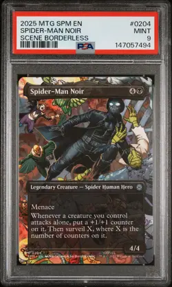 2025 MTG MARVEL'S SPIDER-MAN SCENE BORDERLESS #0204 SPIDER-MAN NOIR PSA 9 - Image 1