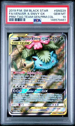 2019 Pokemon Sun Moon Tag Team Generations Promo SM229 Venusaur Snivy GX PSA 10 - Image 1