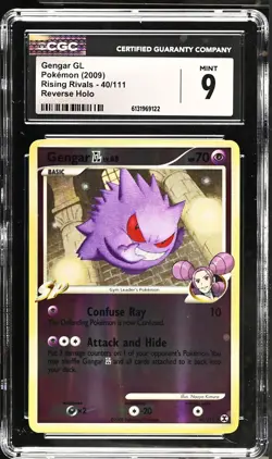 CGC 9 MINT Gengar Gl 40/111 Reverse Holo Rising Rivals Pokemon Card - Image 1