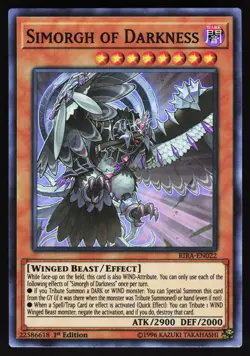 Simorgh of Darkness RIRA-EN022 Yugioh TCG Card Super Rare LP - Image 1