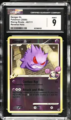CGC 9 MINT Gengar Gl 40/111 Reverse Holo Rising Rivals Pokemon Card - Image 1
