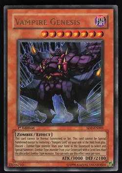 Vampire Genesis SD2-EN001 Yugioh TCG Card Ultra Rare MP - Image 1