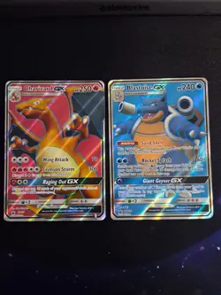 Charizard Gx Sm60 And Blastoise Gx Sm189 Promo Set Pokemon Cards Standard Size - Image 1
