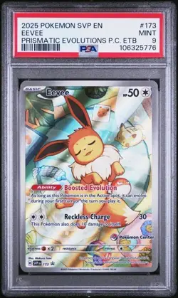 Eevee - 173 (Pokemon Center Exclusive) Prismatic Evolutions Promo Card PSA 9 - Image 1