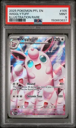 2025 POKEMON PFL EN-PHANTASMAL FLAMES ILLUSTRATION RARE #105 WIGGLYTUFF PSA 9 - Image 1