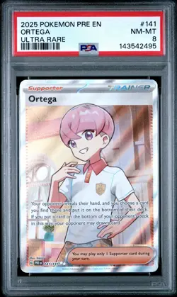 2025 POKEMON PRE EN-PRISMATIC EVOLUTIONS ULTRA RARE #141 ORTEGA PSA 8 - Image 1