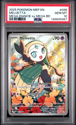 2025 POKEMON MEP EN-ME MEGA BATTLE DECK PROMO #026 MELOETTA PSA 10 - Image 1
