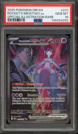 Pokemon Team Rocket's Mewtwo ex Destined Rivals SIR #231 PSA 10 Gem Mint - Image 1