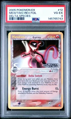 2005 POKEMON EX DELTA SPECIES #12 MEWTWO-REVERSE FOIL PSA 4 - Image 1