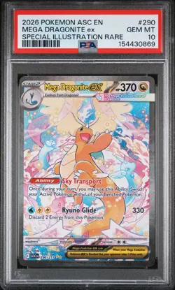 2026 POKEMON ASCENDED HEROES SPECIAL ILLUSTRATION RARE MEGA DRAGONITE EX PSA 10 - Image 1
