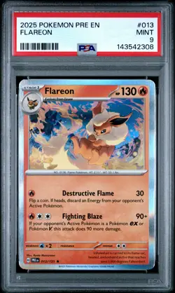 2025 POKEMON PRE EN-PRISMATIC EVOLUTIONS #013 FLAREON PSA 9 - Image 1