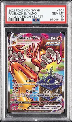 2021 POKEMON SWORD & SHIELD CHILLING REIGN SECRET FULL ART/BLAZIKEN VMAX PSA 10 - Image 1