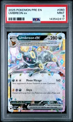2025 POKEMON PRE EN-PRISMATIC EVOLUTIONS #060 UMBREON EX PSA 9 - Image 1