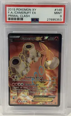 2015 Pokemon XY Camerupt EX Full Art #146 Primal Clash PSA 9 Mint - Image 1