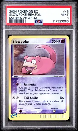 2004 POKEMON EX TEAM MAGMA VS TEAM AQUA #45 SLOWPOKE-REVERSE FOIL PSA 9 - Image 1
