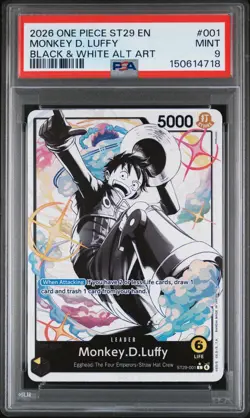 2026 ONE PIECE STARTER DECK ST29-EGGHEAD B&W ALTERNATE ART MONKEY D. LUFFY PSA 9 - Image 1