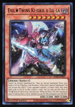Evil Twins Ki-sikil & Lil-la RA04-EN037 Yugioh TCG Card Super Rare NM - Image 1