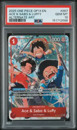 2025 ONE PIECE OP13-CARRYING ON HIS WILL ALTERNATE ART ACE & SABO & LUFFY PSA 10 - Image 1