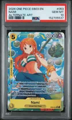 2026 ONE PIECE EB03-ONE PIECE HEROINES EDITION ALT ART #053 NAMI PSA 10 - Image 1