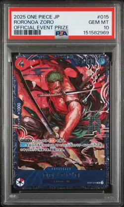 2025 ONE PIECE JAPANESE PROMOS OFFICIAL EVENT PRIZE #015 RORONOA ZORO PSA 10 - Image 1